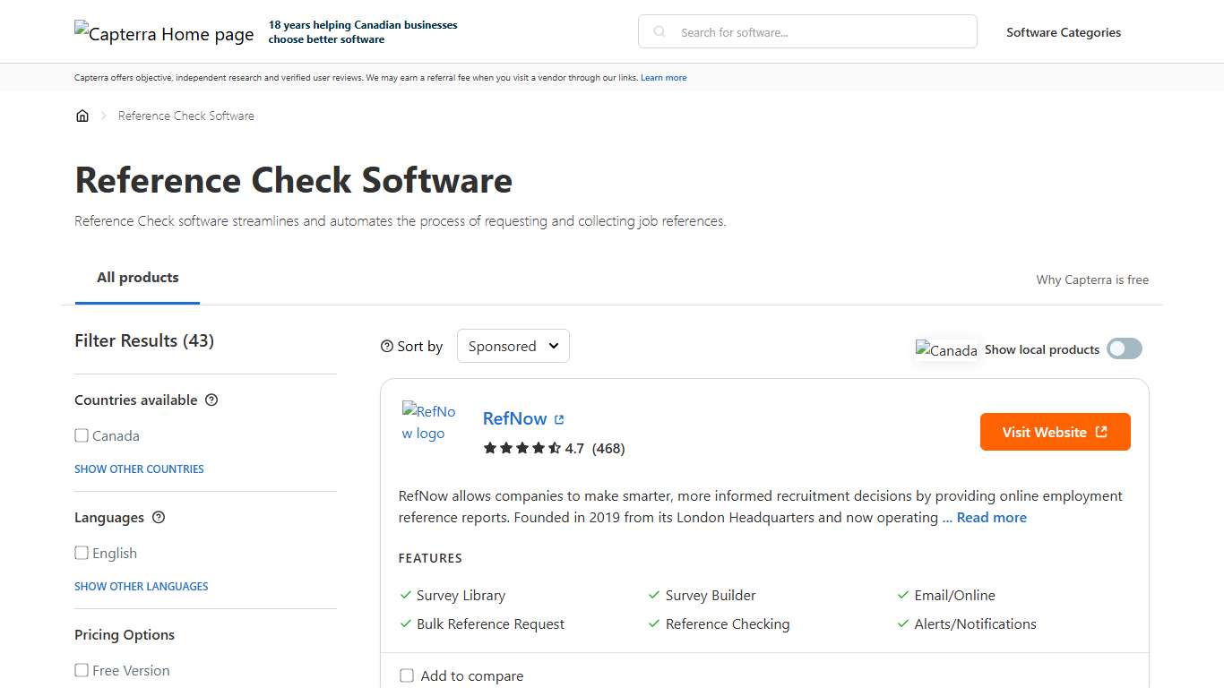 Reference Check Software - Prices & Reviews - Capterra Canada 2026